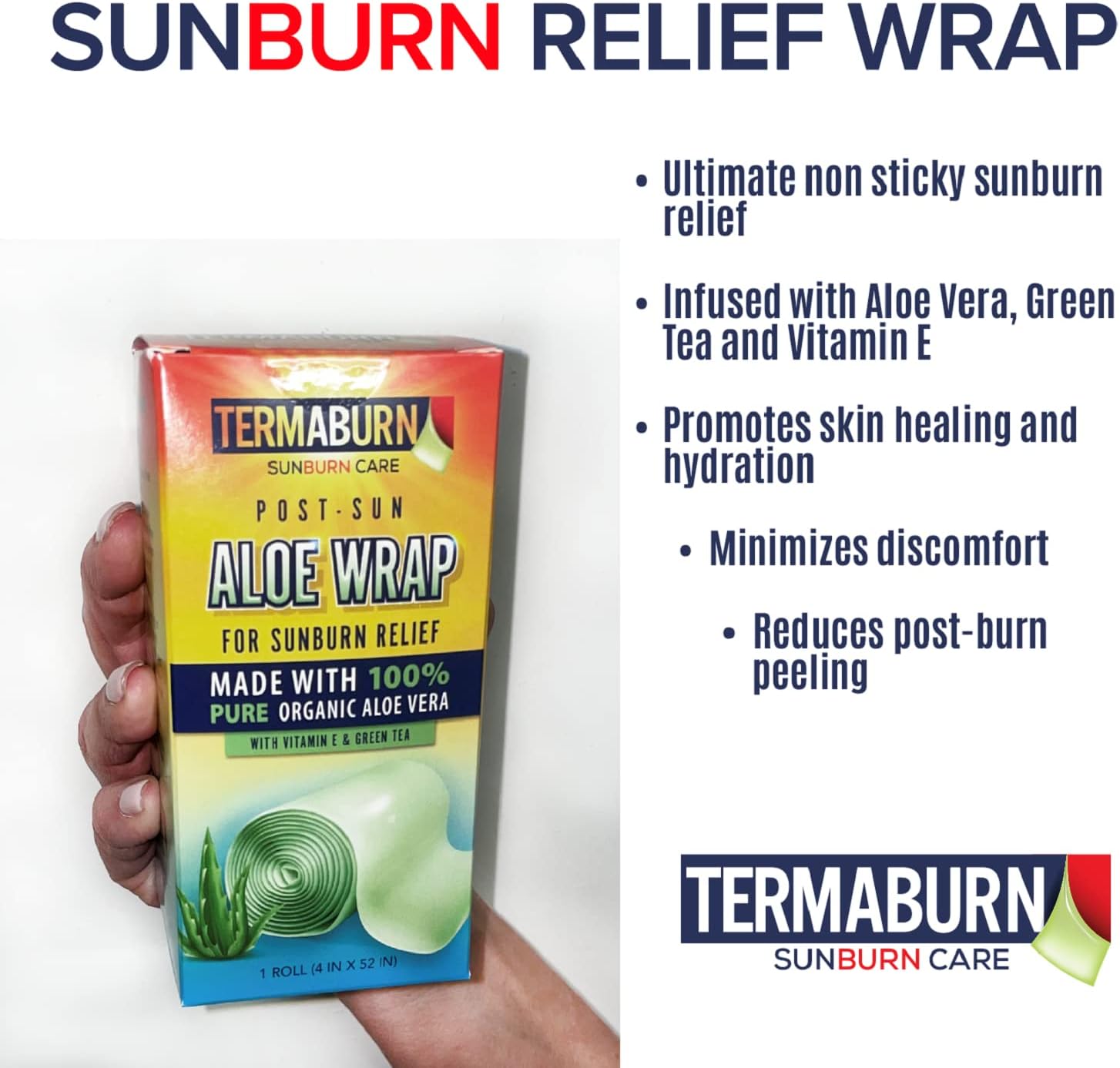 Aloe Wrap for Sunburn Relief – Hydro-Gel Aftersun Treatment with 100% pure aloe vera Gel | Second Skin aloevera gel for burns and peeling irritation | Great for Tattoo Aftercare and Sun Care - Image 4