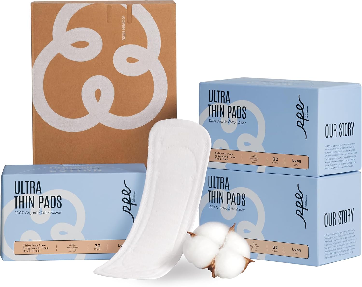 100% Organic Long Panty Liners for Women - 96ct, Ultra Thin Cotton Cover, Light Absorbency, Unscented Barely There Pantiliners (Long Liner, Size 2, 96ct)