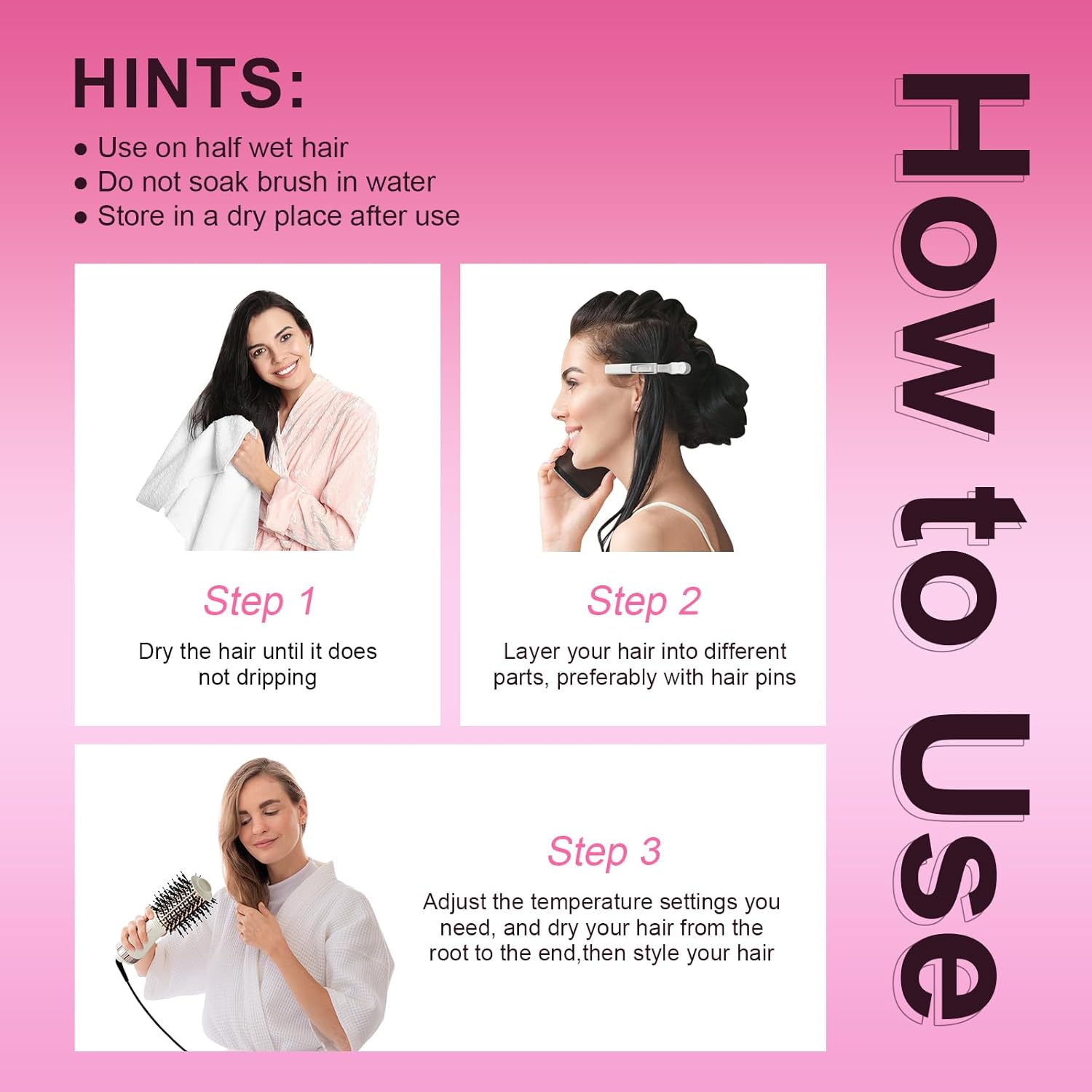 4-in-1 Portable Mini Hair Dryer Hot Air Brush Styler Dual Voltage Compact Size - Image 9