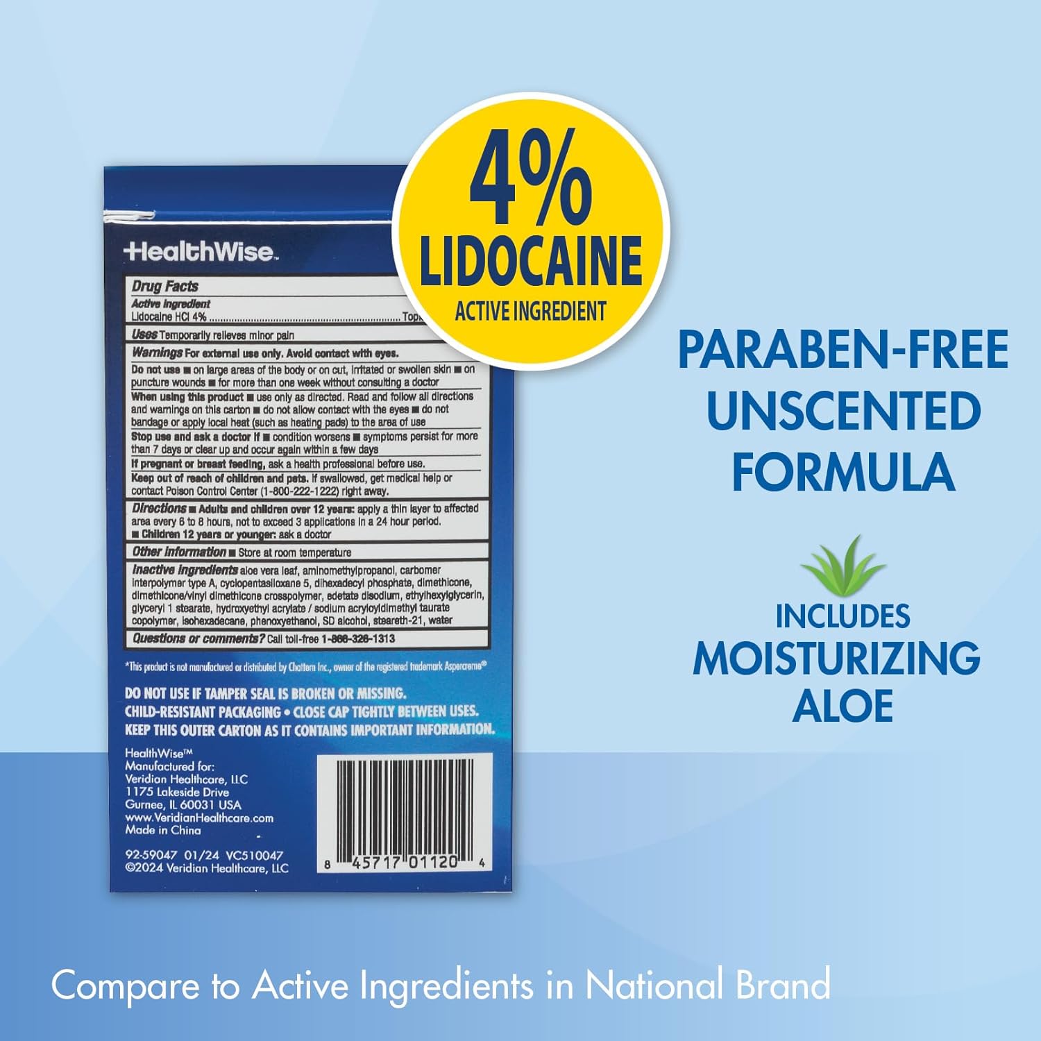 HealthWise Maximum OTC Strength Lidocaine Cream | Numbs Away Pain | Long-Lasting Relief | Non-Greasy | 2.7 Oz | Unscented Formula | Topical Anesthetic - Image 3