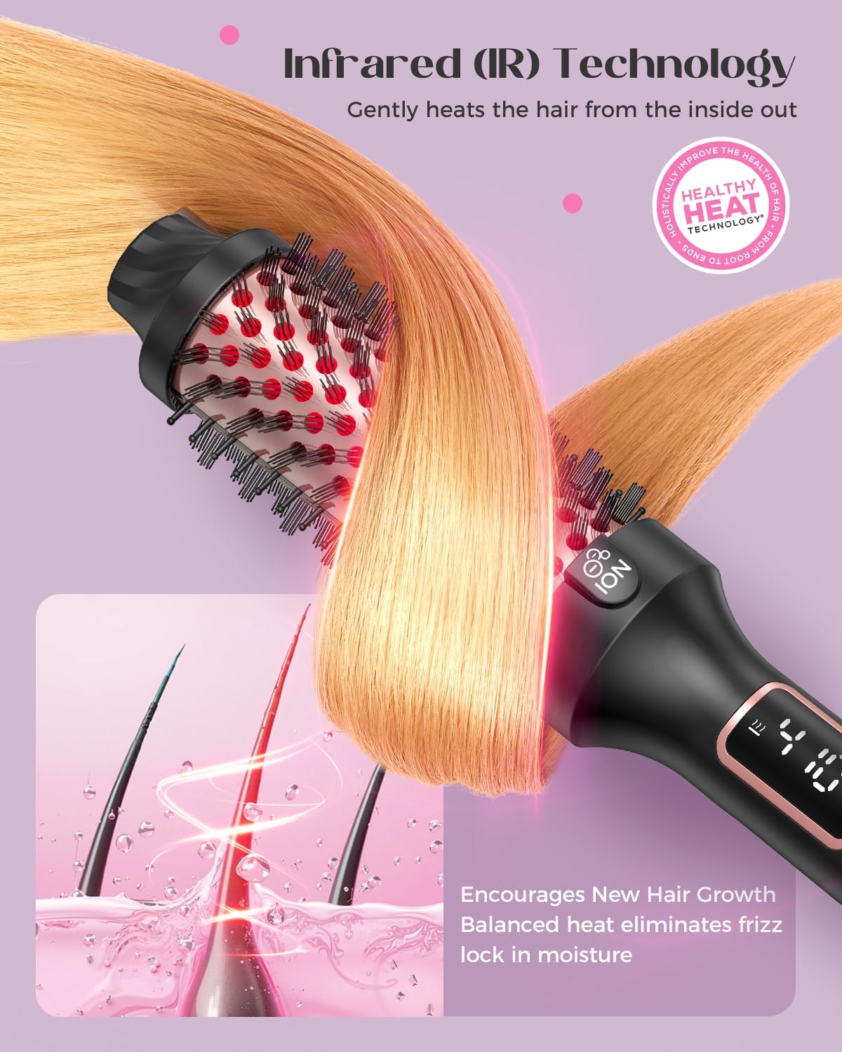 Ionic Infrared Thermal Round Brush 1.5 Inch for Smooth Hair and Natural Curls - Image 2