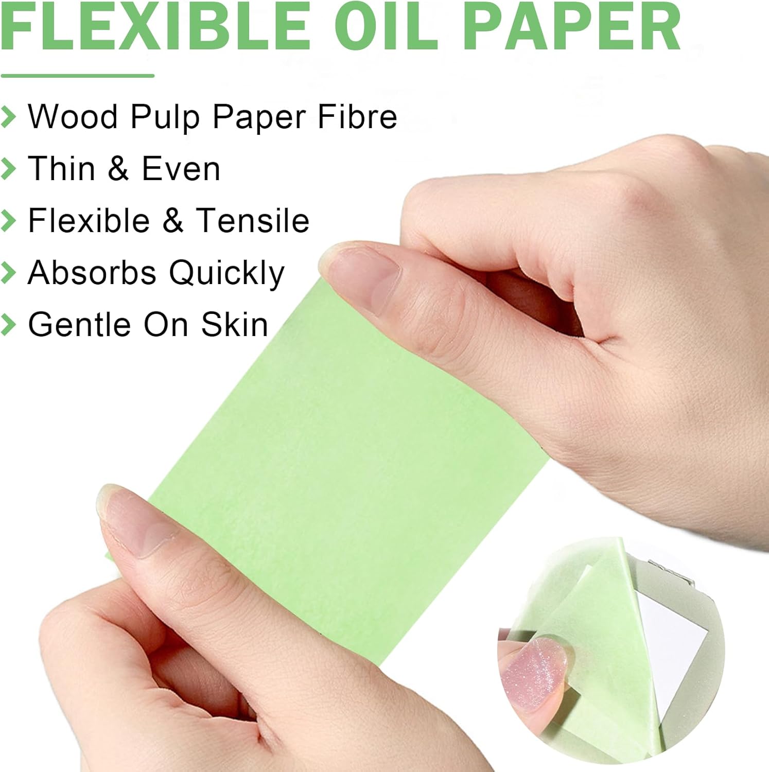 Oil Blotting Sheets for Oily Skin with Makeup Puff & Mirror Case (200 Sheets) - Image 5