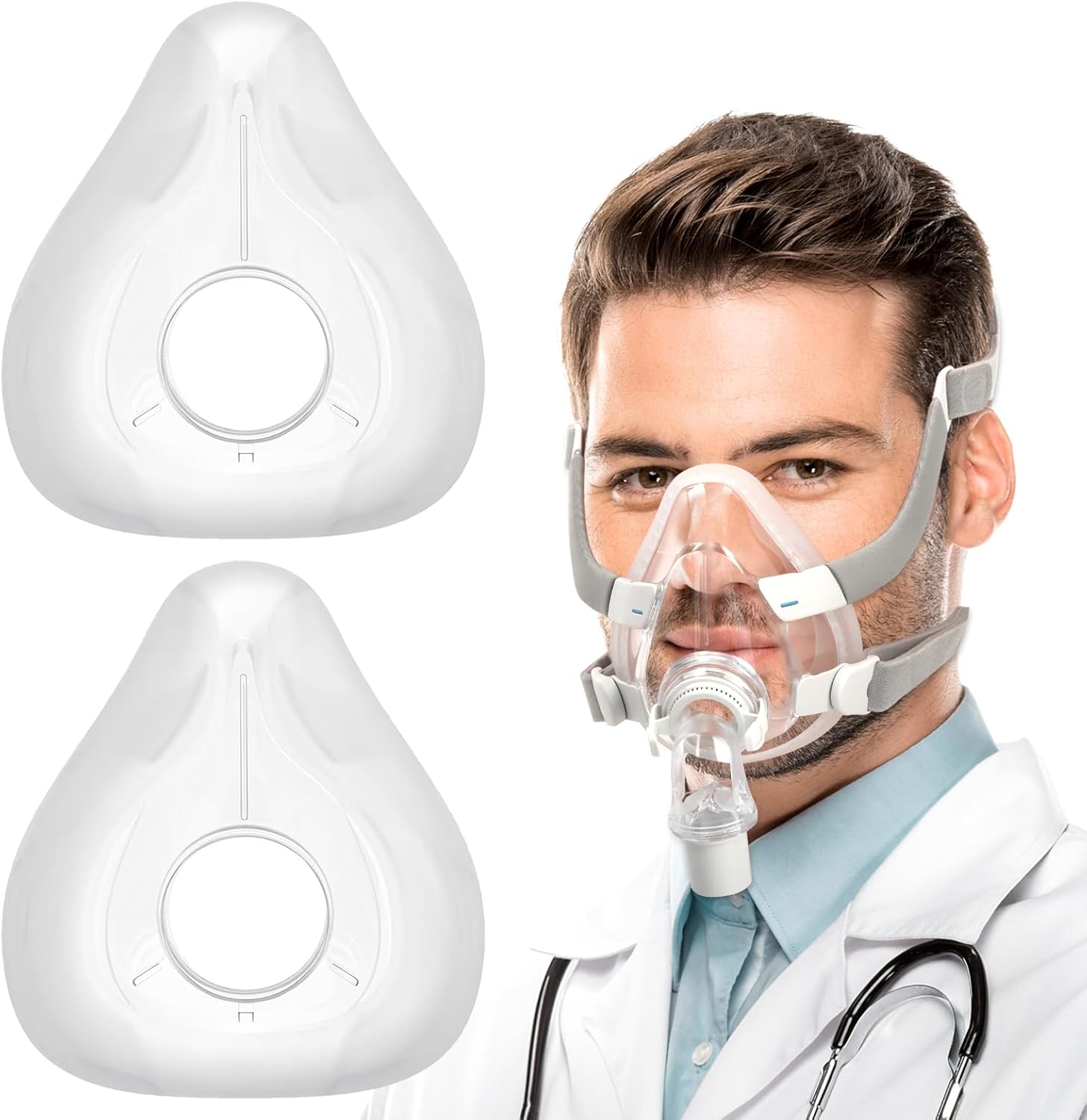 Replacement Cushion for AirFit F20 Mask - 2 Packs Reliable Seal & Perfect Fit for Full Face Masks Cushion, Compatible with Original F20 Frame(Large)