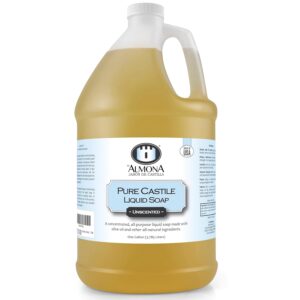 Pure Castile Liquid Soap, UNSCENTED, 1 Gallon - Multipurpose: Hands, Face, Body, Laundry, Dishes & More - For Sensitive Skin, All-Natural Ingredients, Fragrance Free