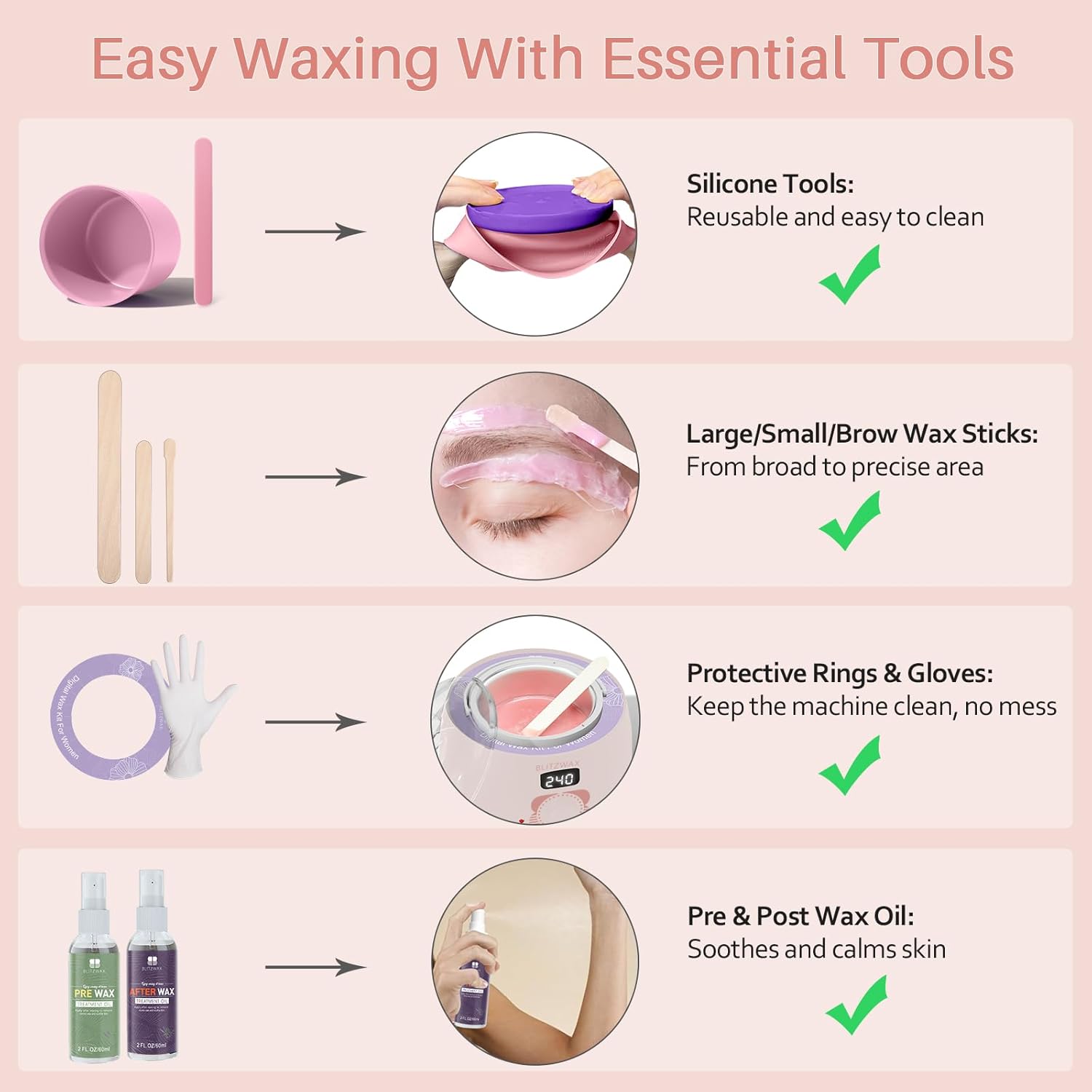 BLITZWAX Hard Wax Warmer Kit for Brazilian and Bikini Waxing, Includes 6 Wax Beads - Image 7