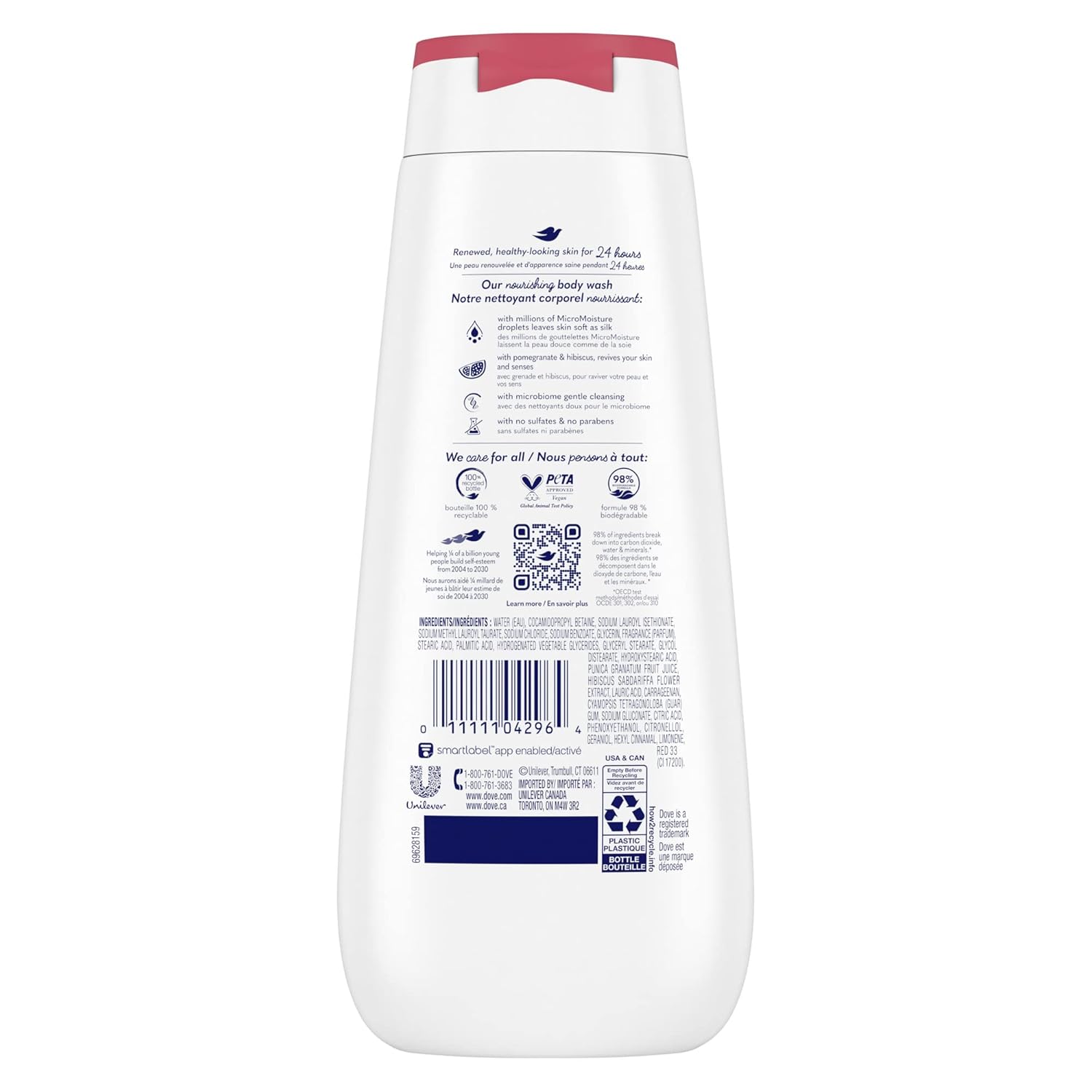 Dove Rejuvenating Body Wash for renewed, healthy-looking skin Pomegranate & Hibiscus gentle body cleanser nourishes and revives skin 325 ml - Image 3