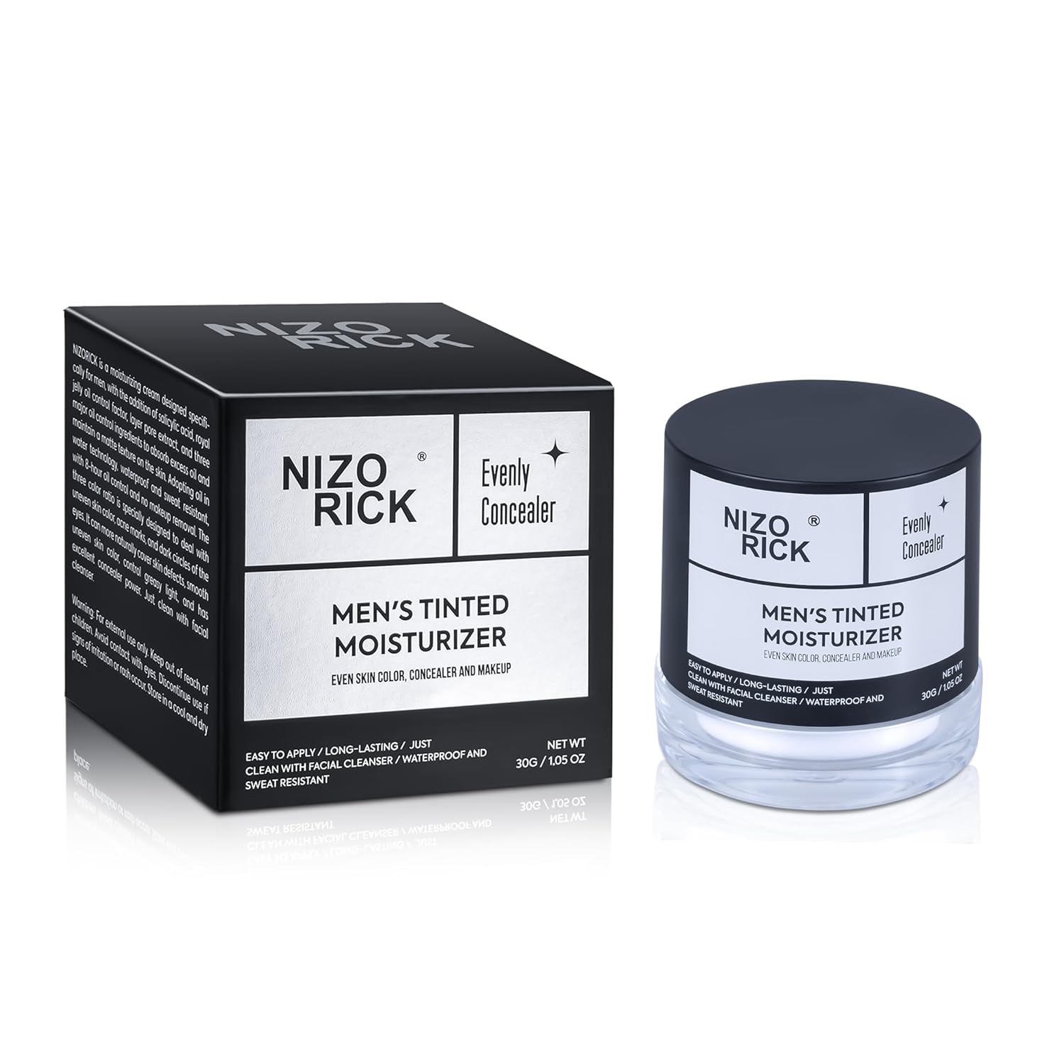 Men's BB Cream Foundation,Hydrating Non-Greasy Tinted Moisturizer for men, Long Lasting Matte Concealer Full Coverage Men CC Cream Foundation for All Skin Types, 30g/1.05 oz