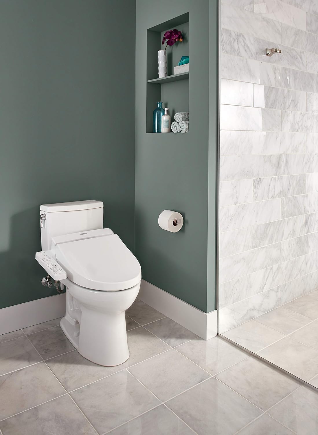 TOTO SW2034#01 C100 Electronic Bidet Toilet Cleansing Water, Heated Seat, Deodorizer, Warm Air Dryer, and PREMIST, Elongated, Cotton White - Image 15