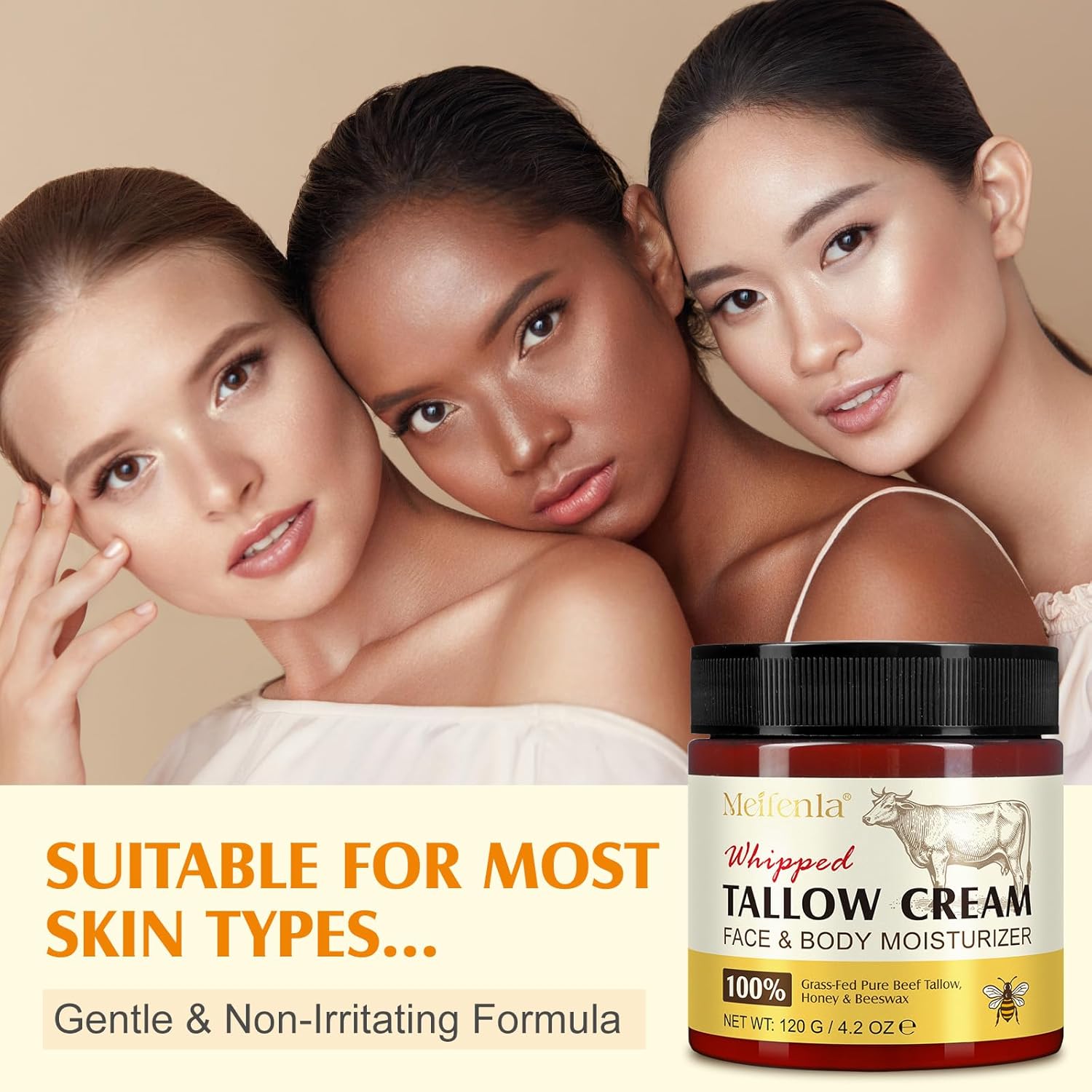 Beef Tallow for Skin, Tallow and Honey Cream Natural Tallow Face Moisturizer, Hydrating Beef Tallow Balm Deeply Moisturizing for Face & Body Skin Care - Image 7