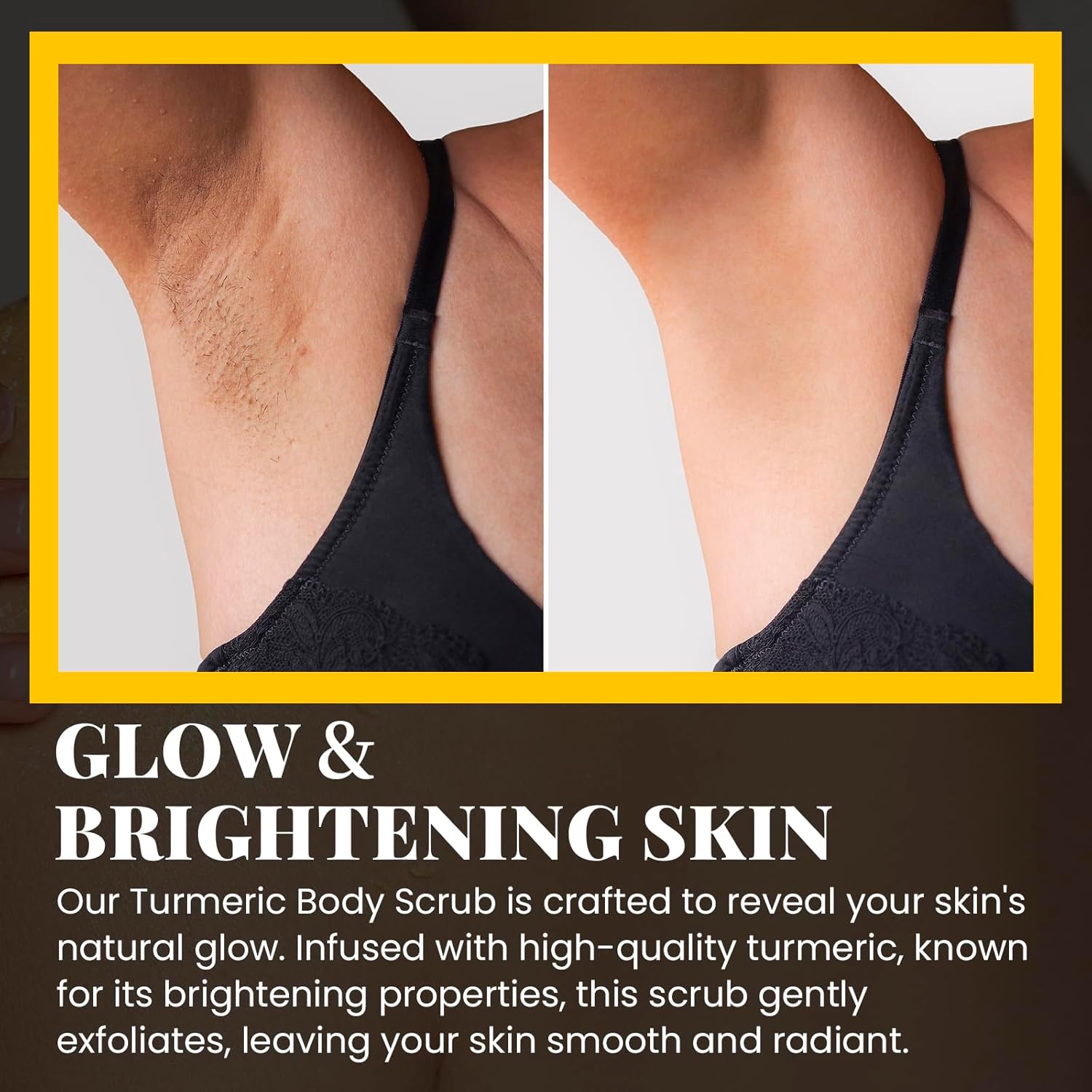 Turmeric Natural Glow Body Scrub Exfoliator for Dark Armpits Inner Thighs 8 oz - Image 4