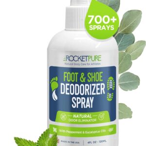Natural Foot & Shoe Deodorizer Spray - Foot Spray for Smelly Feet & Shoe Spray for Smelly Shoes - Removes, Controls & Prevents Odors - Made with Essential Oils - Made in USA (Mint, 4oz)