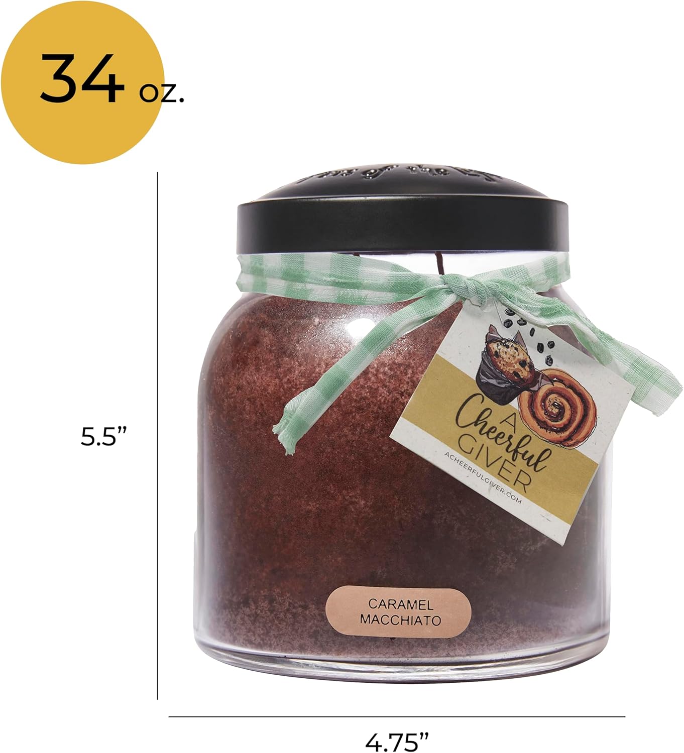 A Cheerful Giver โ Caramel Macchiato - 34oz Papa Scented Candle Jar with Lid - Keepers of the Light - 155 Hours of Burn Time, Gift for Women, Brown - Image 5