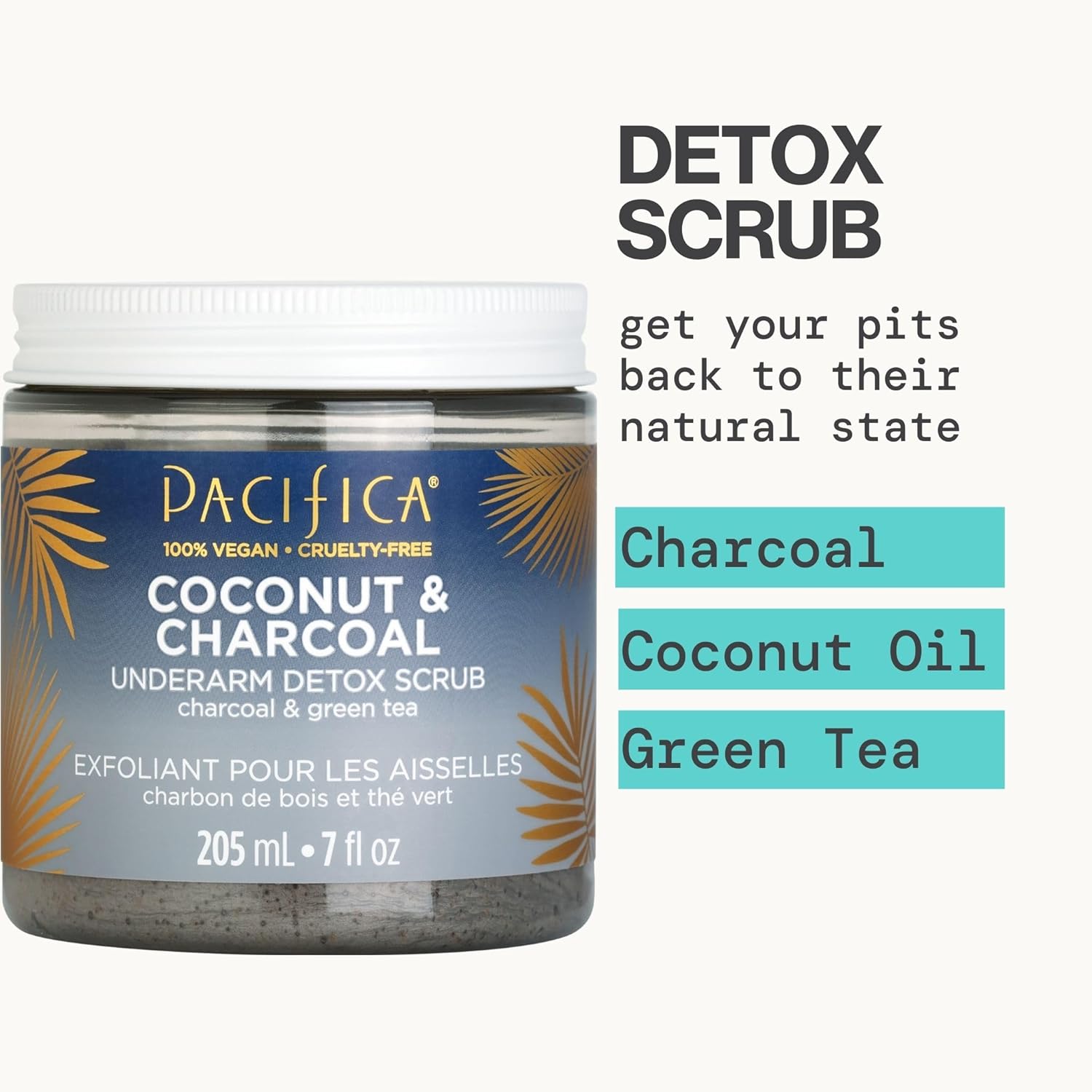 Pacifica Underarm Body Scrub - Armpit Detox Coconut & Charcoal Deodorant– Exfoliating & Nourishing for Natural Deodorant Users – Aluminum-Free & Safe for Sensitive Skin, Vegan & Cruelty-Free, 7 fl oz - Image 3