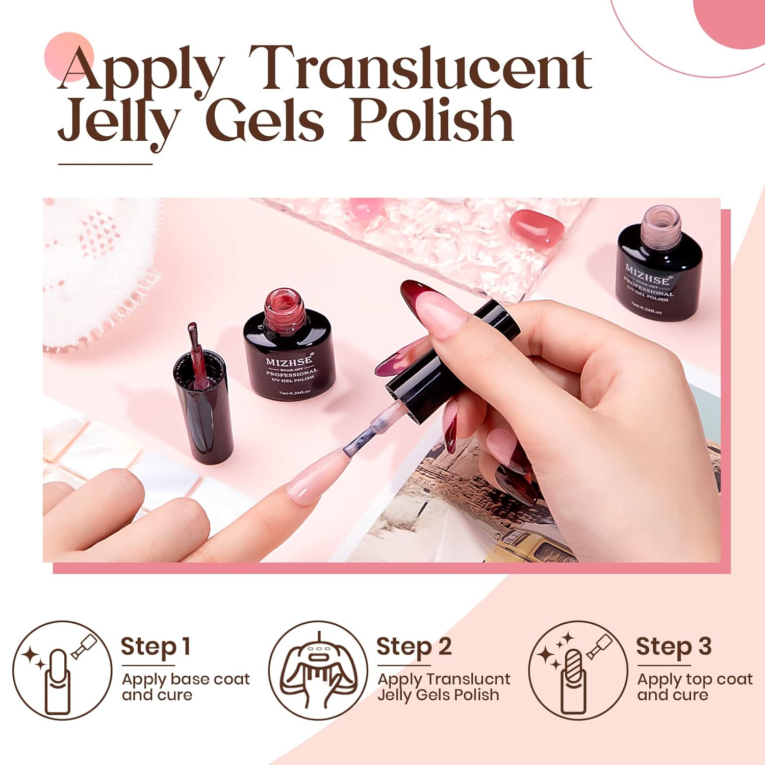 MIZHSE 12 Color Jelly Gel Nail Polish Set 7ml Clear Translucent Soak Off Varnish - Image 6