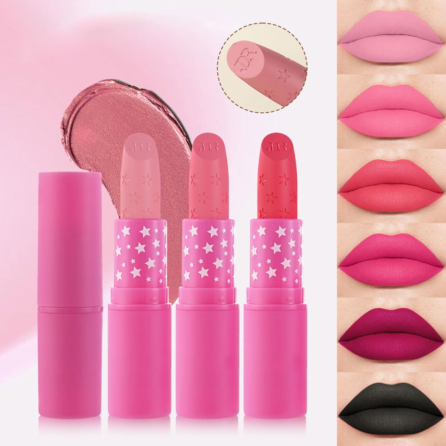 Matte Waterproof Lipstick #01 Light Pink, Long Lasting Hydrating Creamy Formula for Women - Image 3
