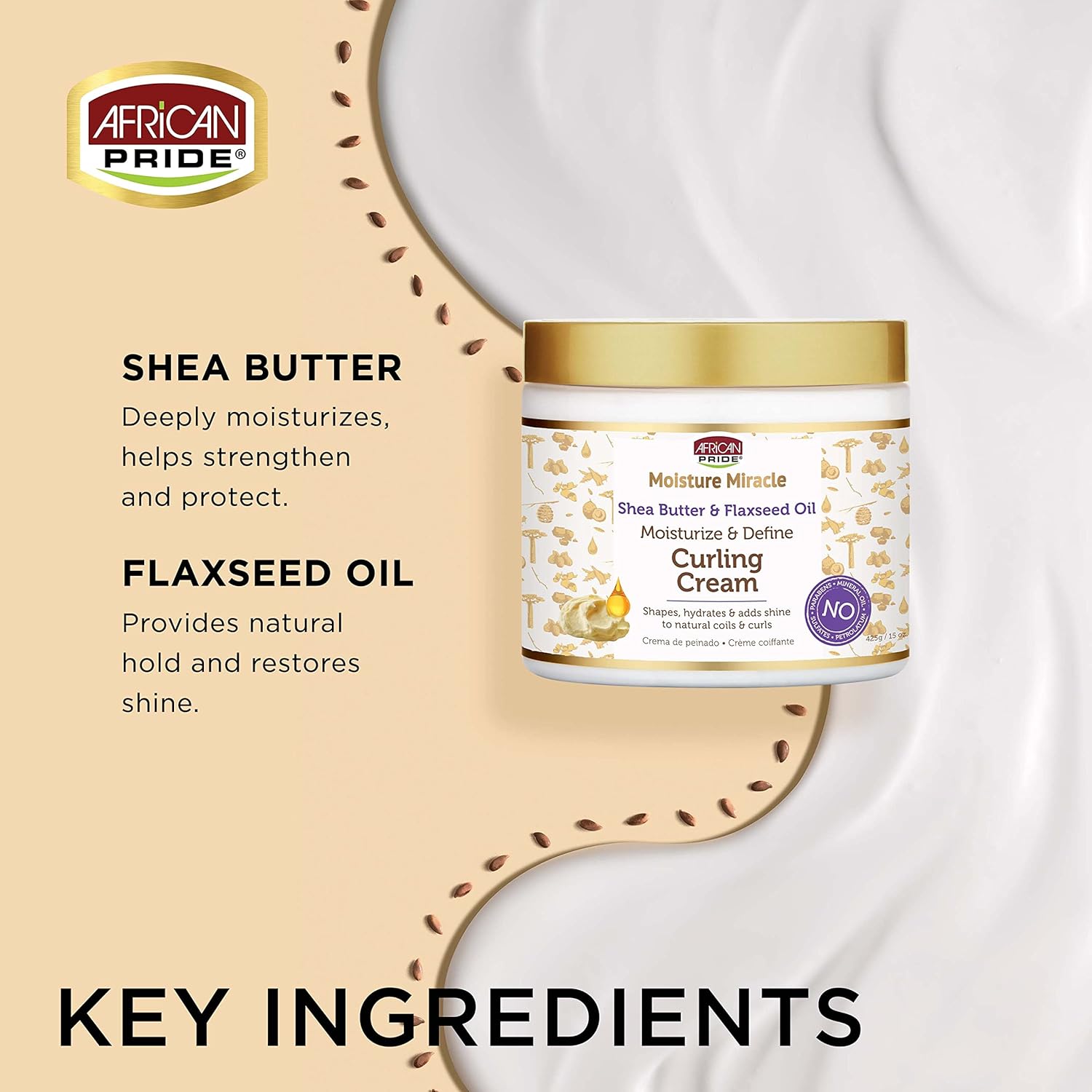 African Pride Moisture Miracle Shea Butter & Flaxseed Curling Cream 15 oz - Image 3