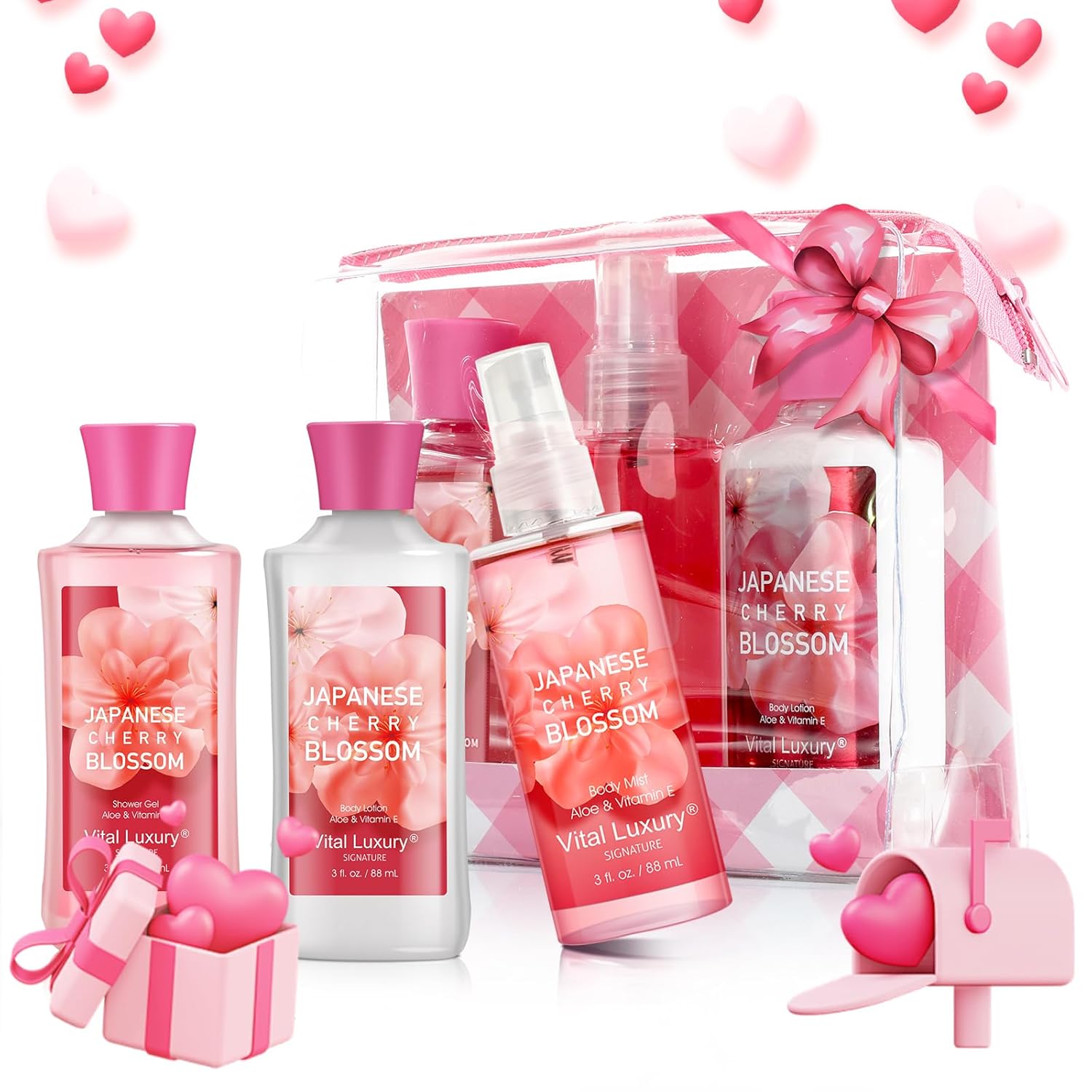 Japanese Cherry Blossom Bath and Body Gift Set for Women and Girls - Travel Size Spa Collection - Image 8