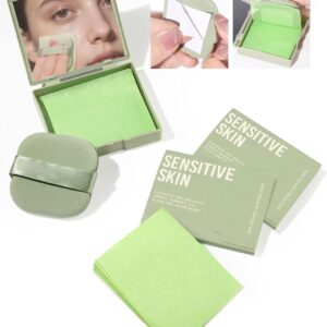 300 Oil Blotting Sheets for Face with Mirror & Puff Set | Oil Absorbing Sheets for Oily Skin | High-Performance Oil Control | Say Goodbye to Greasy | Summer Essentials for Women