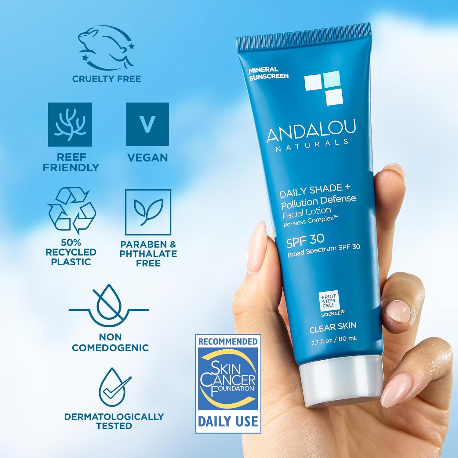 Andalou Naturals Daily Shade SPF 30 Zinc Oxide Face Sunscreen Lotion 2.7 Fl Oz - Image 7