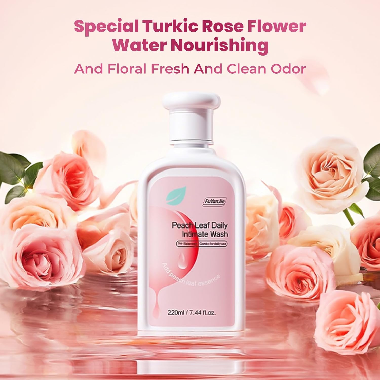 FuYanJie Peach Leaf Feminine Wash For intimate area Hygiene and Itchy, pH Balanced Body Wash with Lactic Acid For Sensitive Skin, Gentle Hydration, Odor Neutralization & Daily Hygiene, 220ml/7.44oz - Image 8
