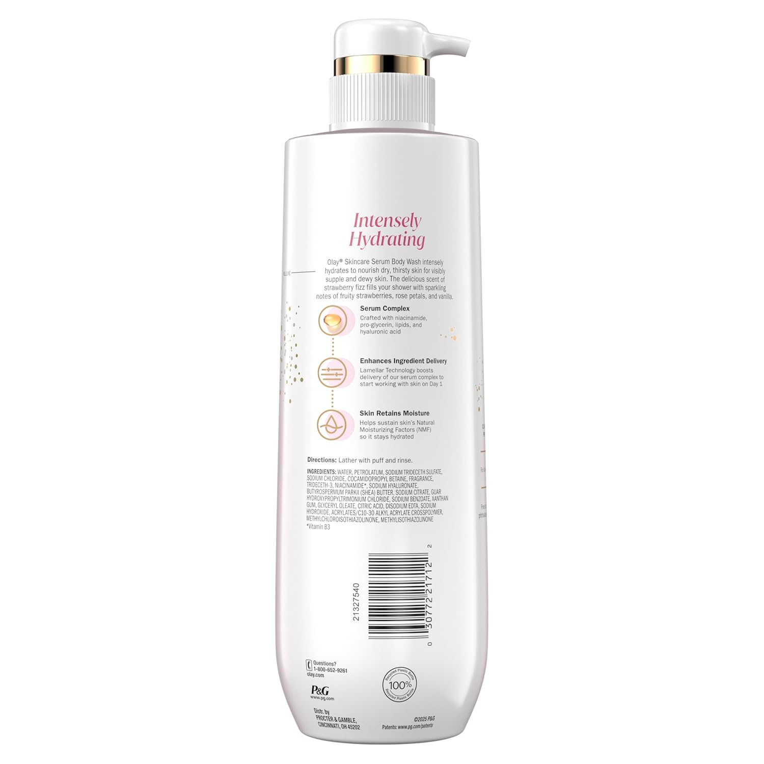Olay Body Wash for Women, Intensely Hydrating, Pro-Hyaluronic Acid Serum Complex, Renews Moisture, Vitamin B3 Lameller Technology, For All Skin Types, Strawberry Summer Fizz Scent, 20 fl oz - Image 13