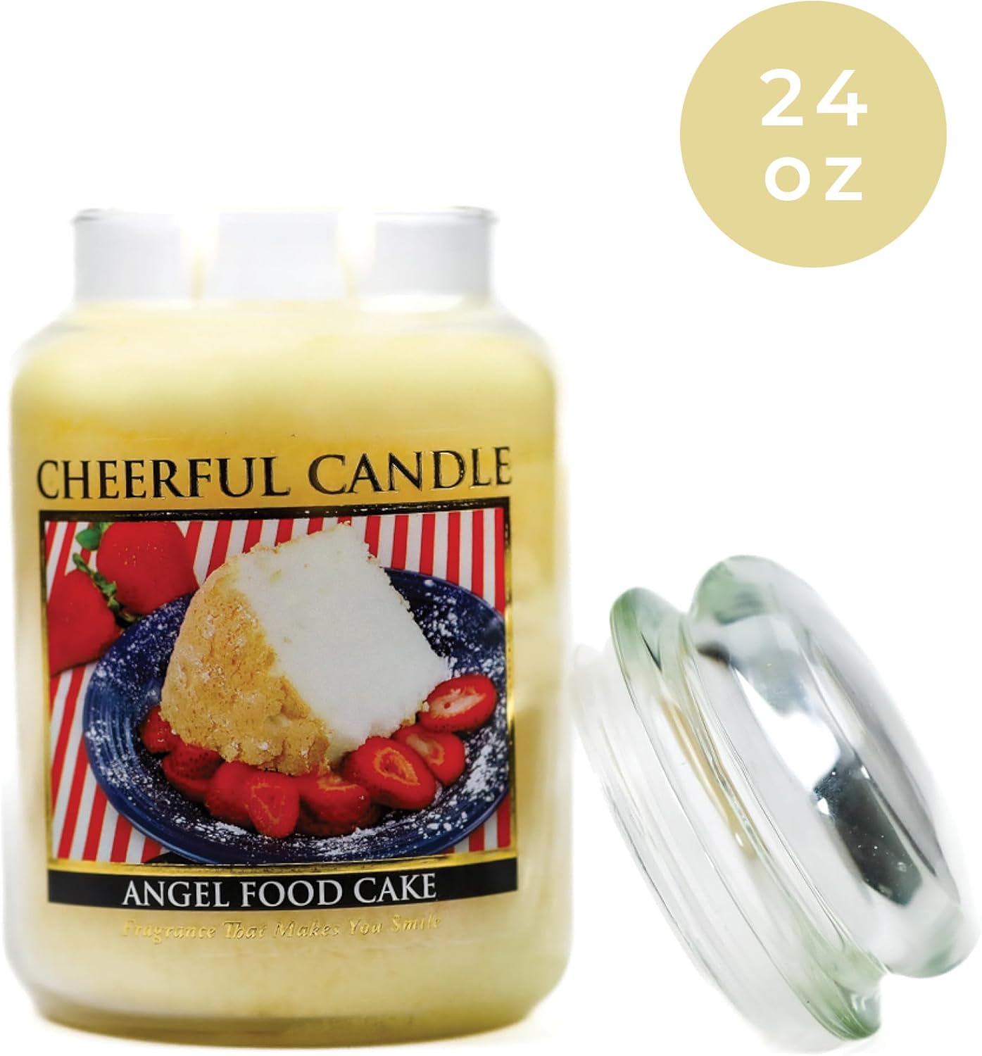 Cheerful Giver Angel Food Cake Scented Candle Jar 24oz Large White 135 Hour Burn Time - Image 2