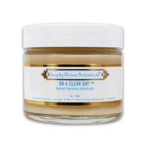 Simply Divine Botanicals On A Clear Day - All-Natural and Organic Blemish Banishing Sandalwood Moisturizer for Acne-Prone Combination Skin, 2 oz