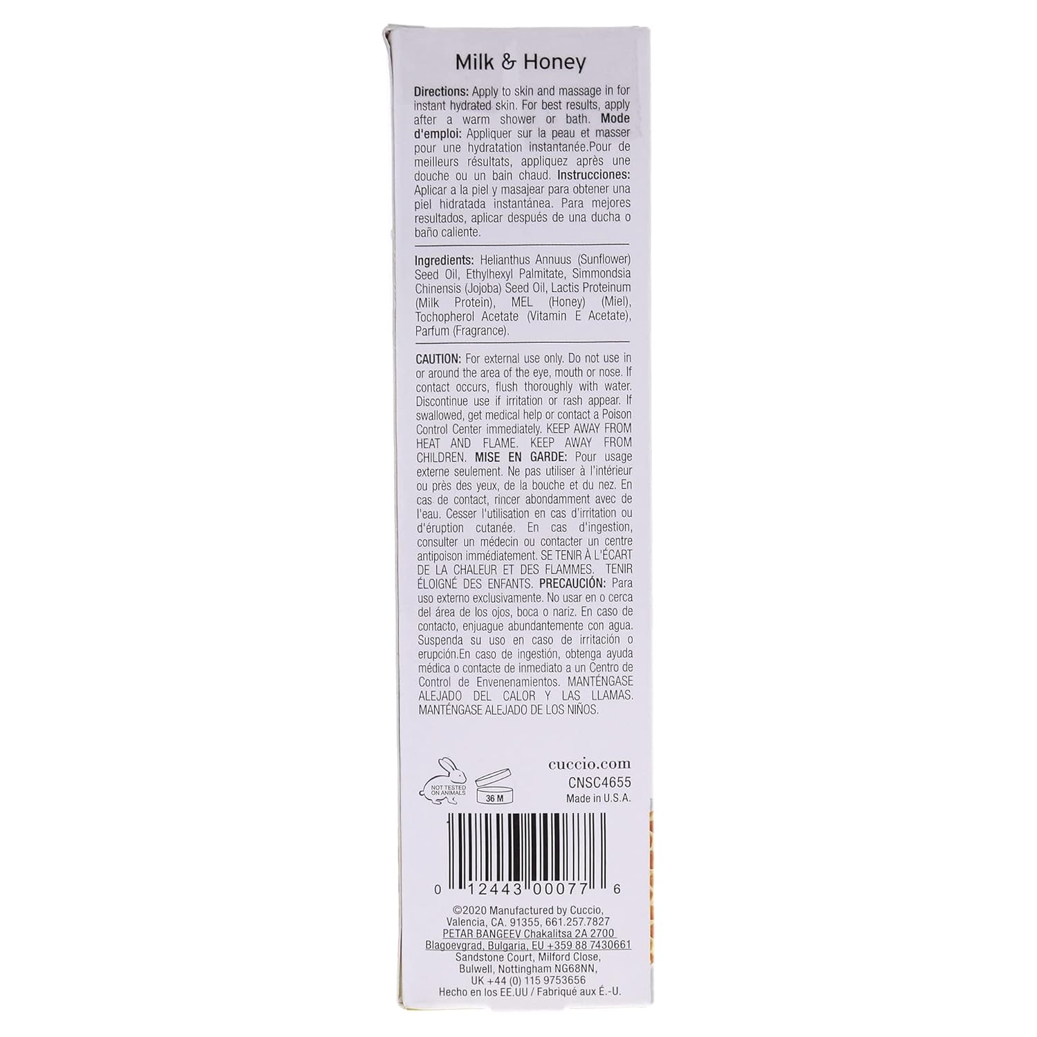 Cuccio Naturale Hydrating Milk & Honey Dry Body Oil Paraben-Free 3.38 oz - Image 3