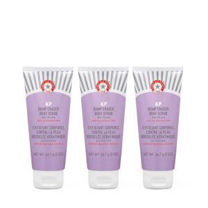 First Aid Beauty - KP Bump Eraser Body Scrub with 10% AHA, Keratosis Pilaris Skin Exfoliator with Glycolic & Lactic acids, Helps Reduce Chicken Skin Bumps, Safe for Sensitive Skin, 2 oz, 3 ct