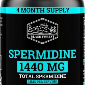 Spermidine Supplement (1440mg of 99% Pure Spermidine Supplements For Women & Men) 4 Months Supply (100X More Potent Than Wheat Germ Extract) 12MGS Per Serving For Cellular Health, Anti-Aging & Energy