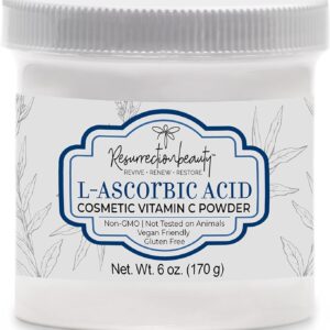 100% Pure L-Ascorbic Acid (Cosmetic Vitamin C Powder for Face) to Make Your Own Premium Beauty Serum, Skincare Mask Treatment, Hyaluronic Serums with Vit C & DIY Facial Skin Care Products 6 OZ