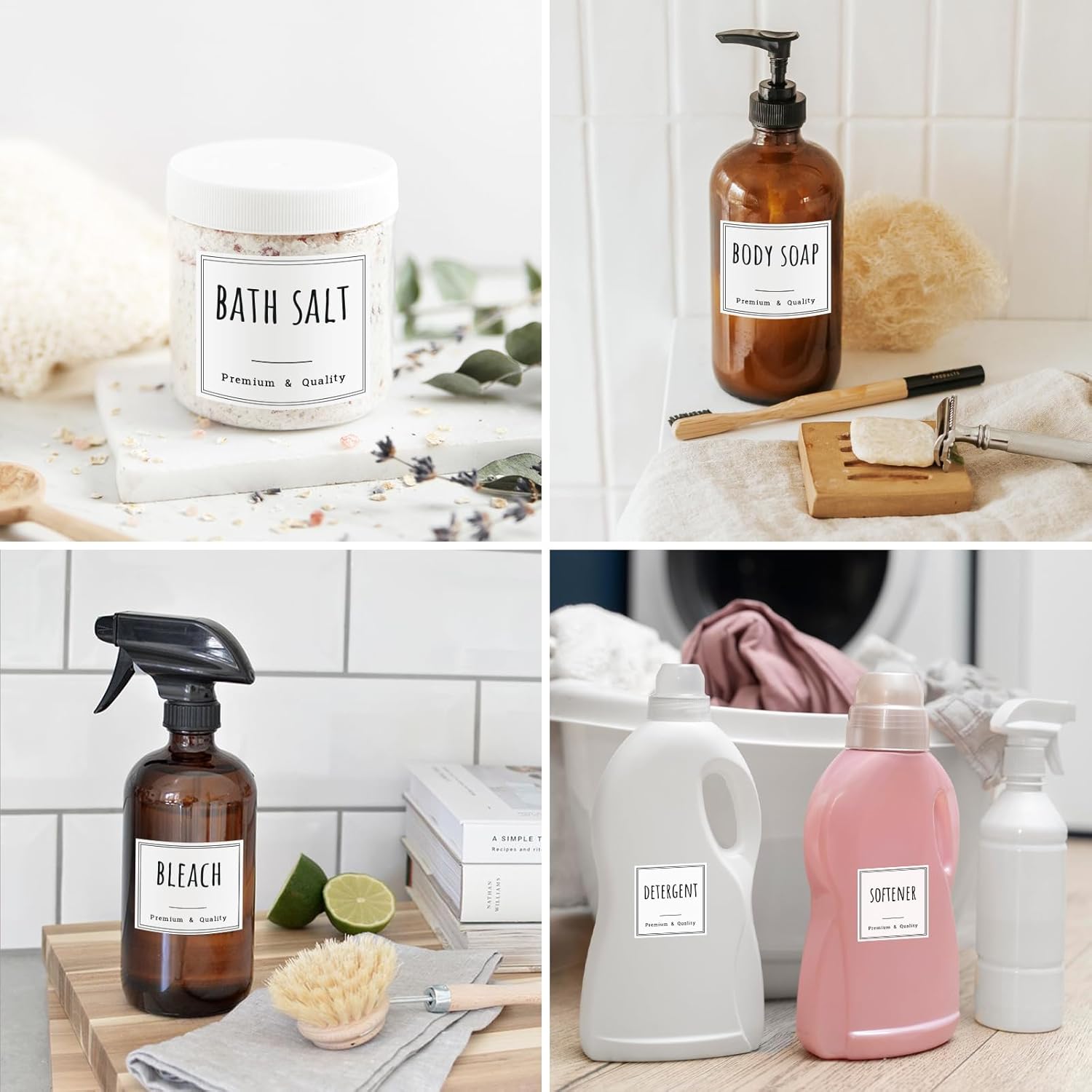 Segbeauty 18pcs Waterproof Self-Adhesive Labels for Organizing Bathroom, Soap Dispenser, Home, Laundry, Cleaning - Removable Stickers for Plastic Glass Bottles - Image 6
