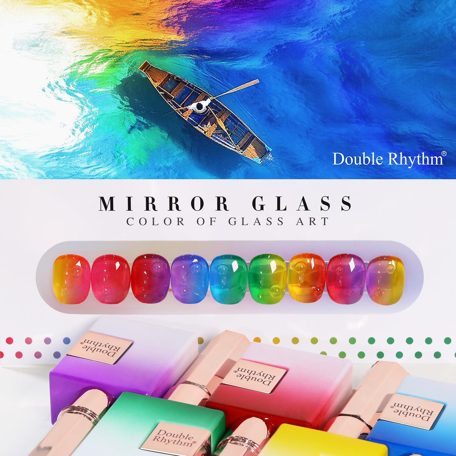Double Rhythm 6 Pcs 15 ML Gel Polish Set Same Color Same Bottle Soak Off Gel Polish Kit Nail Art Manicure Salon DIY at Home for Women (Jelly Yellow Pink Red Purple Blue-T6-25) - Image 4