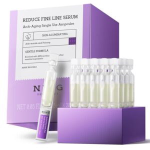 Peptides Serum for Face with Retinol, Niacinamide, Panthenol, VC-IP - Anti-Aging Ampoules for Wrinkles Dark Spot, Reduce Fine Line, Single-Use Tubes|Korean Skin Care 0.05 fl.oz x 20ex