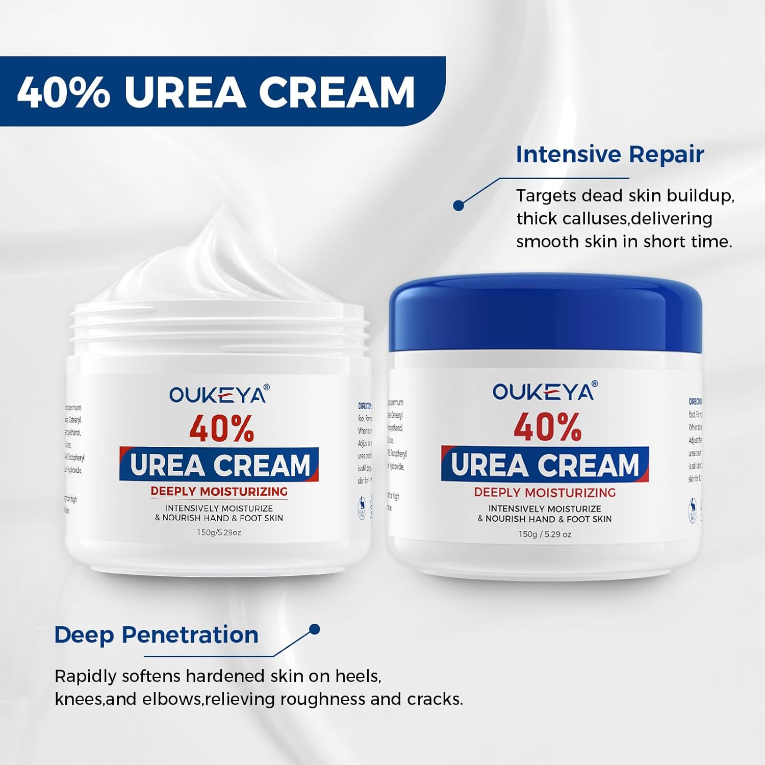 OUKEYA 40% Urea Cream 5.29 oz for Dry Cracked Feet and Hands Moisturizing Repair - Image 2