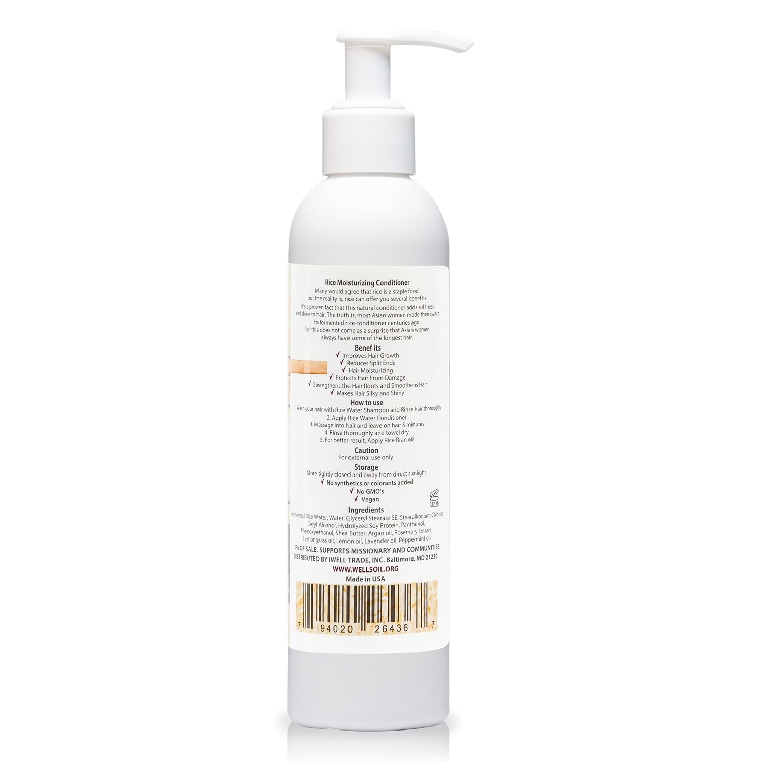 Well's Fermented Rice Water Hair Growth Conditioner 8 fl oz with Shea Butter - Image 2