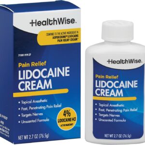 HealthWise Maximum OTC Strength Lidocaine Cream | Numbs Away Pain | Long-Lasting Relief | Non-Greasy | 2.7 Oz | Unscented Formula | Topical Anesthetic