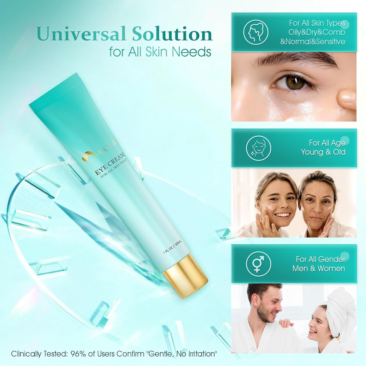 Retinol Under Eye Cream - Anti Aging Eye Cream for Eye Bags, Dark Circles, and Fade Wrinkles, Fine Lines Skin Care Treatment for Women and Men, (1 Fl Oz) - Image 6