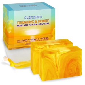 Honey Turmeric Kojic Acid Soap Bars for Dark Spots | Vitamin C & E, Retinol, Collagen Spot Treatment for Face | All Natural Turmeric Soap Bar for Women & Men