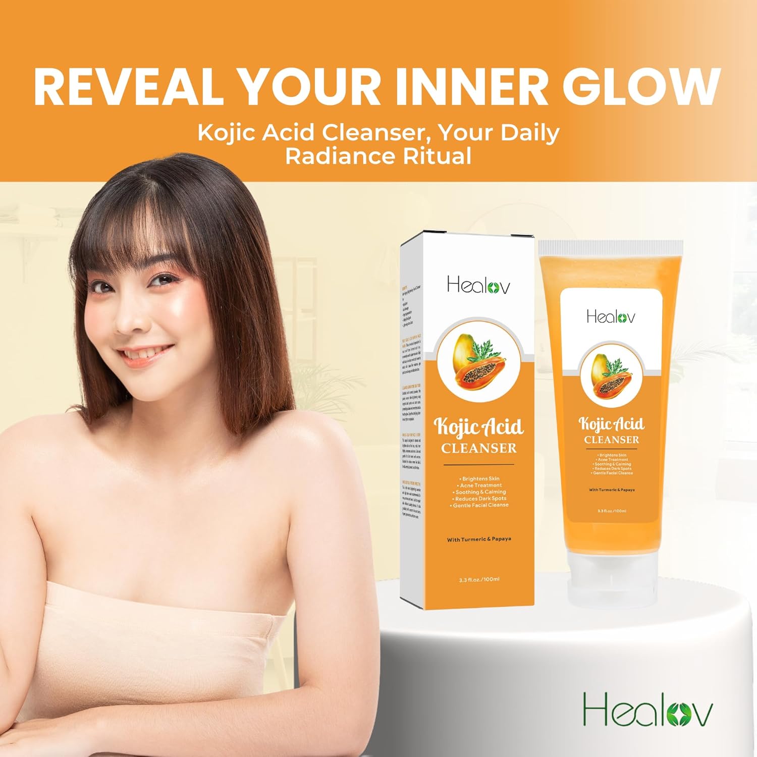 Kojic Acid Soap – Skin Brightening Kojic Papaya Face & Body Wash for Hyperpigmentation – Dark Spot Soap Reduces Acne, Scars, and Enhances Skin Tone – Turmeric Facial Cleanser for Brighter Glowing Skin - Image 3