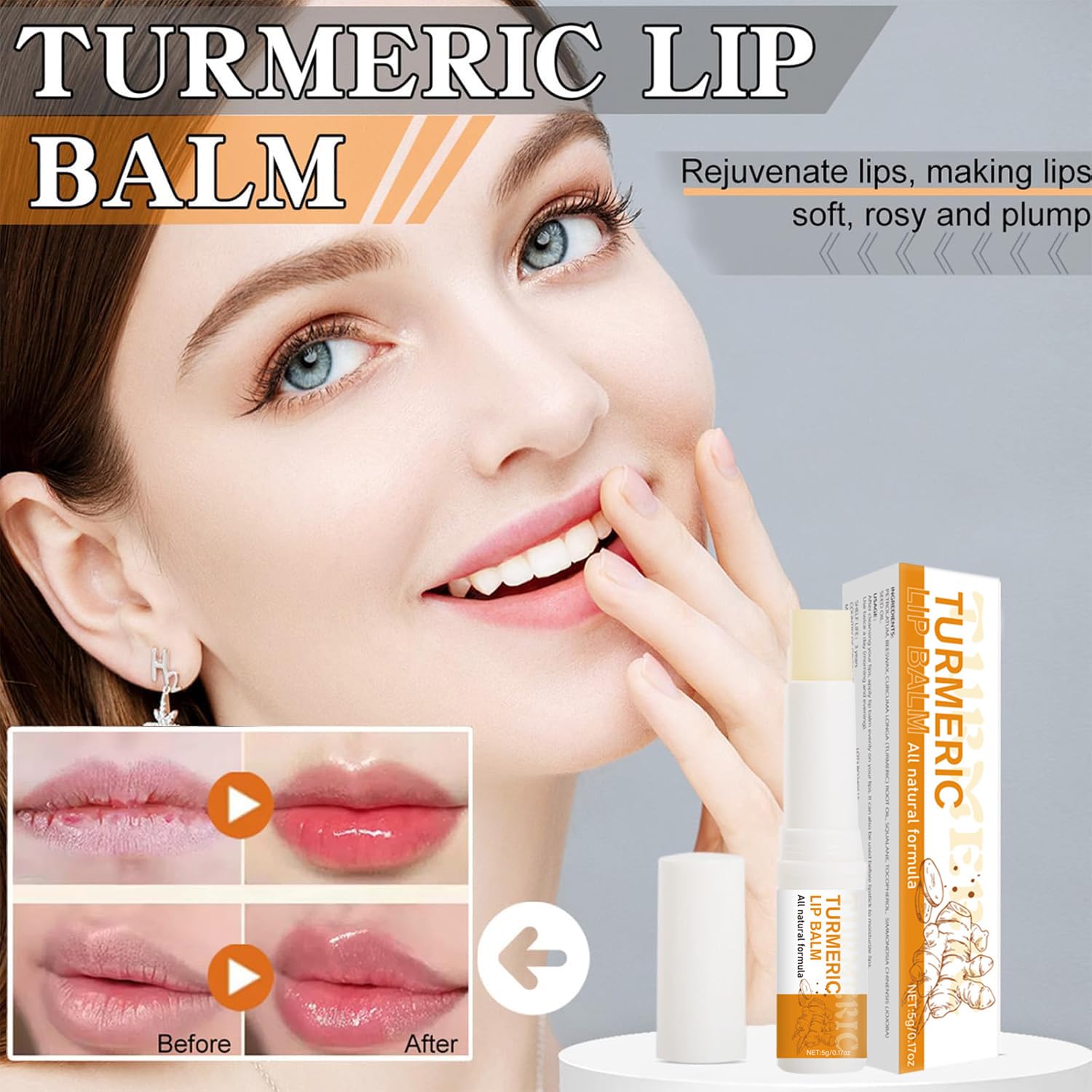 Turmeric Lip Balm for Dark Lips, Lip Balm for Dark Lips, Dark Lips Treatment for Smokers, Lip Exfoliator for Lip Softening & Hydration, Help Fade Lip Discoloration (1) - Image 3