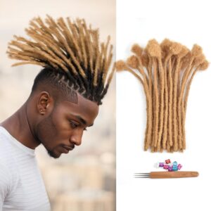 Loc Extensions Human Hair 8inch 0.4cm Width 30 Strands 100% Full Head Handmade Permanent Dreadlock Extensions Can Be Dyed Bleached (8 inch, Color 27)