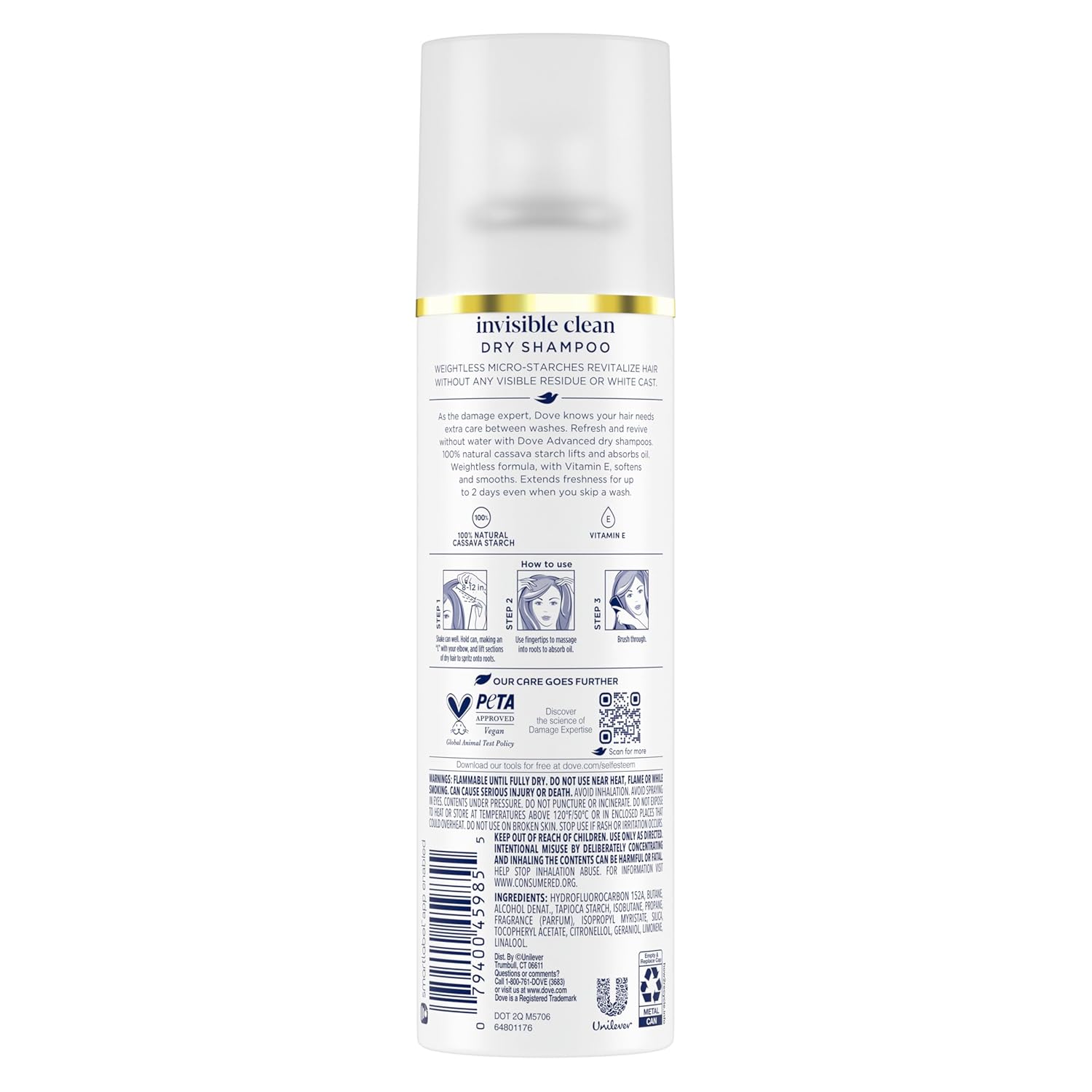 Dove Advanced Dry Shampoo Invisible & Fresh Refresh & Revive Hair Without Water Revitalize Hair Without Residue & No White Cast 5 fl oz - Image 2