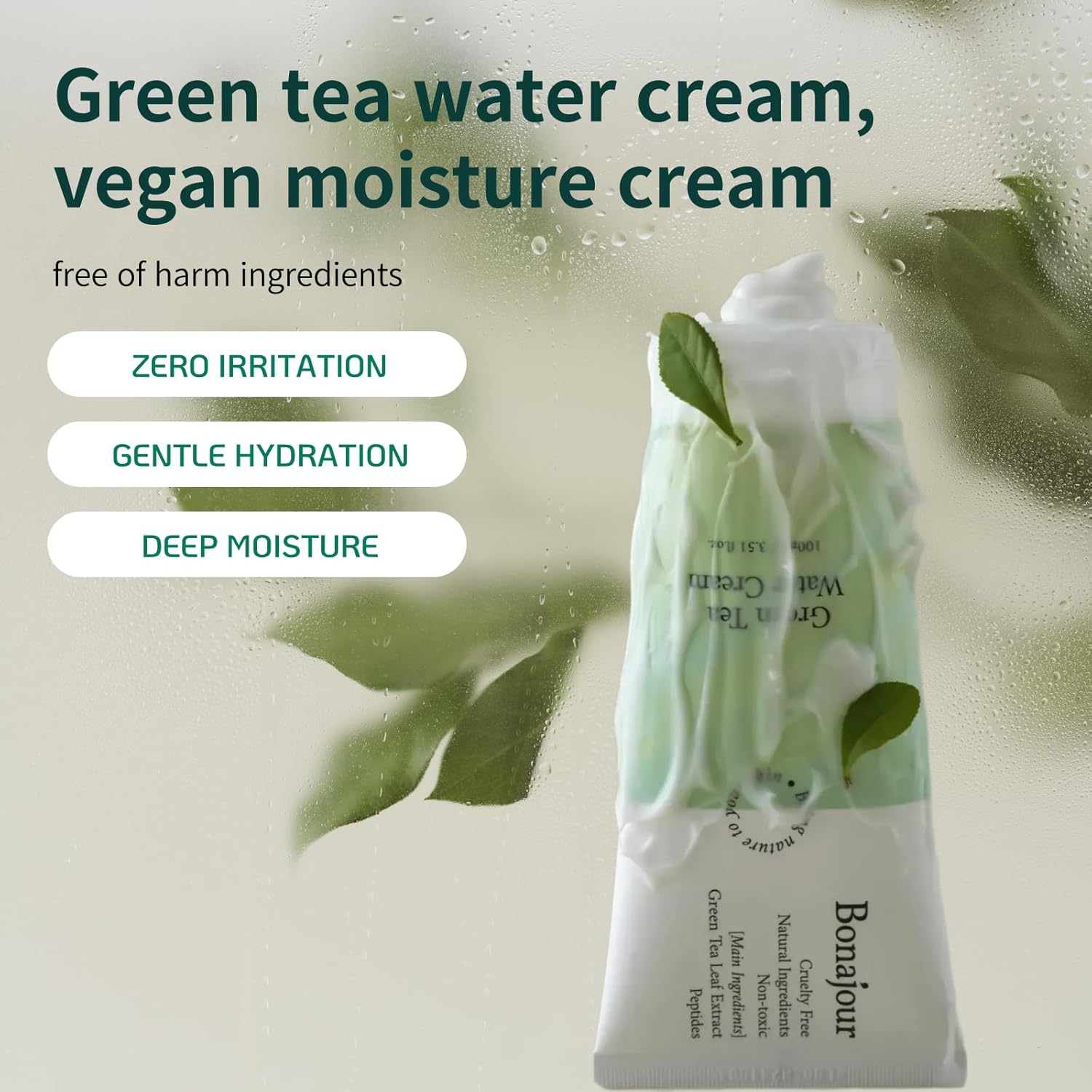 BONAJOUR Green Tea Water Bomb Vegan Moisturizing Gel Cream 3.38 Fl. oz for Sensitive Skin - Image 3