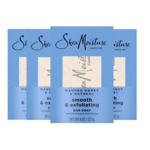 SheaMoisture Bar Soap Manuka Honey Oatmeal 4 Count Smoothing & Exfoliating Smooth and Exfoliating bar soap with 24h shea moisture nutrients for Healthy, Glowing Skin 8 oz