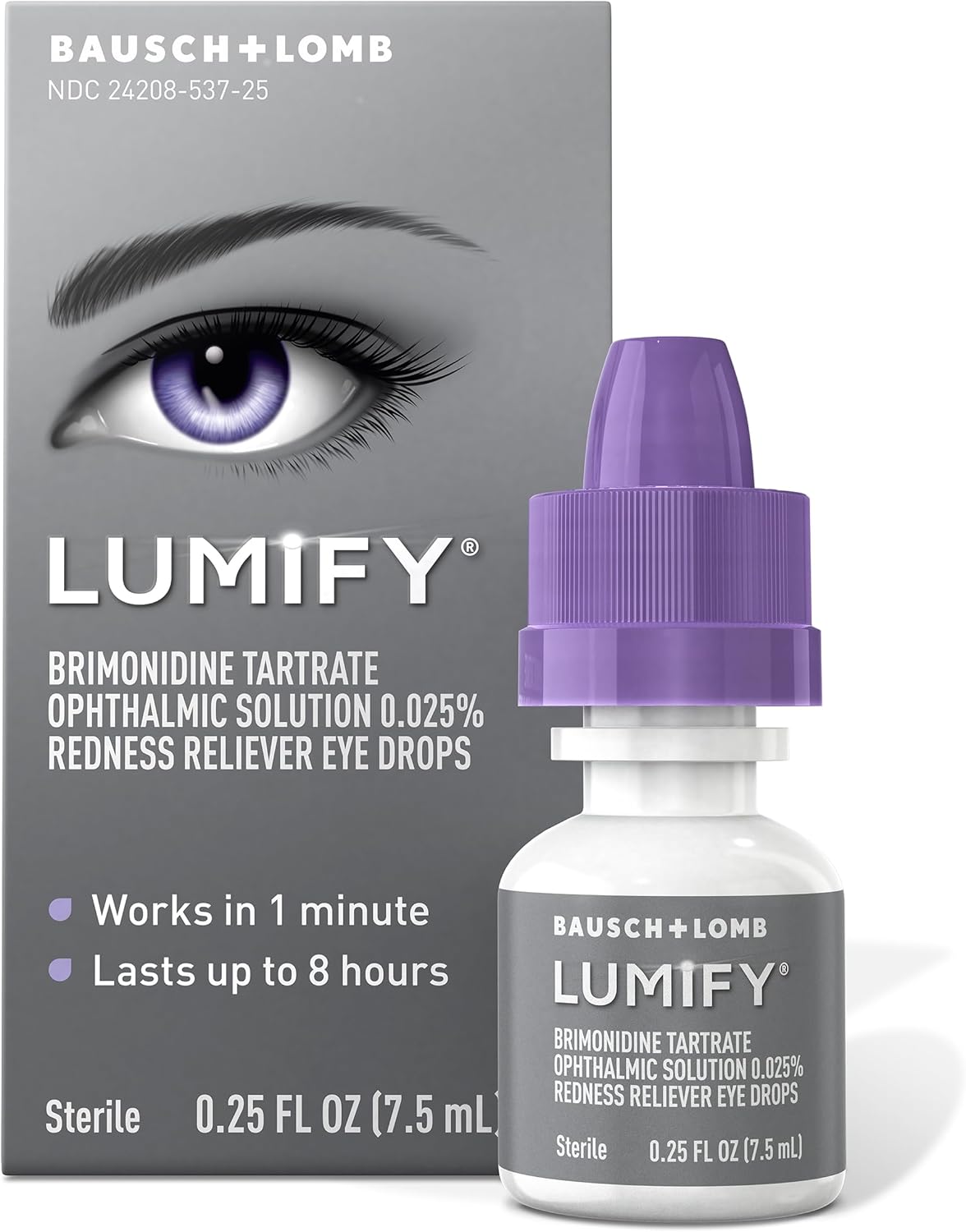 LUMIFY Eye Drops for Red Eyes, Redness Reliever for Brighter Looking Eyes, Works in 1 Minute & Lasts Up to 8 Hours, Eye Drops, 0.25 Fl Oz (7.5mL)