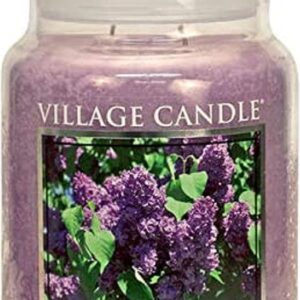 Village Candle Spring Lilac Large Glass Apothecary Jar, Scented Candle, 21.25 oz., Purple