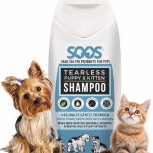 Soos Pet Shampoo Natural Dead Sea Tear-Less Fast Absorbing with Vitamins Minerals for Puppy and Kitten - 1x (250ml / 8.45 oz)