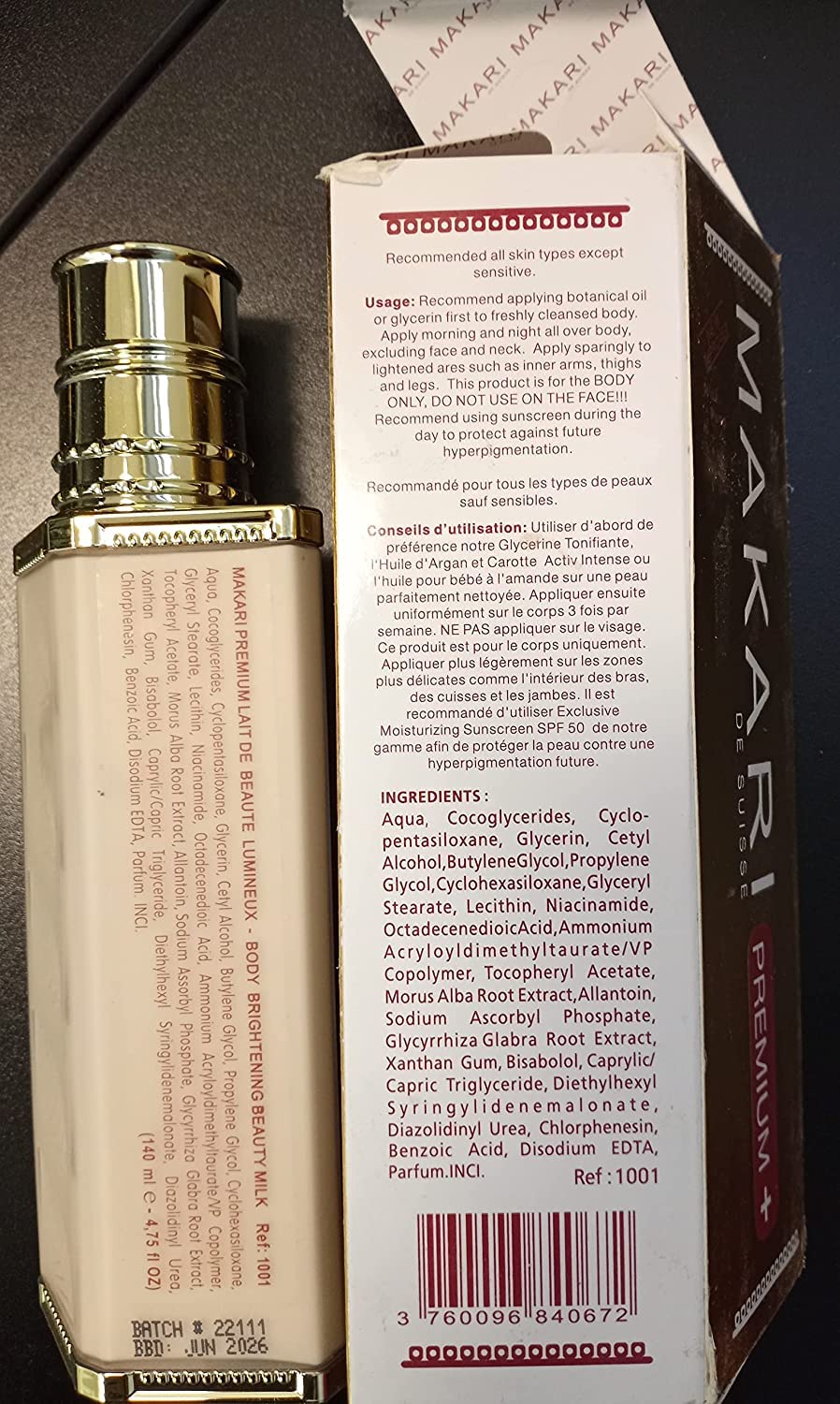 Makari Premium+ Body Brightening Beauty Milk (4.57 fl oz) | Anti-Aging Body Lotion | Softens and Smoothens Skin | Helps Diminish Discolorations and Dark Marks | Enhances Luminosity and Vibrance - Image 7