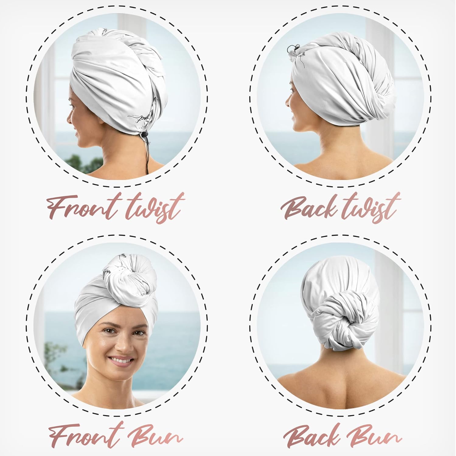 THE PERFECT HAIRCARE Microfiber Hair Towel Wrap for Women - Absorbent Quick Drying Turban for Wet, Curly, and Long Hair for Women, Girls, and Kids - Anti Frizz White - Image 8